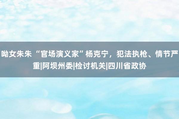 呦女朱朱 “官场演义家”杨克宁，犯法执枪、情节严重|阿坝州委|检讨机关|四川省政协